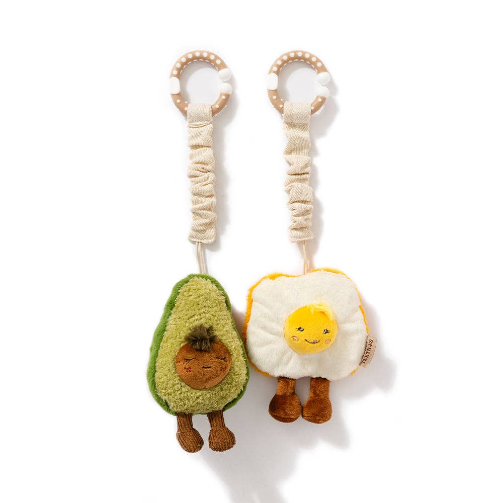 2 Pack Mini Market Brunch Stroller Toys - Avocado & Egg on Toast by Living Textiles