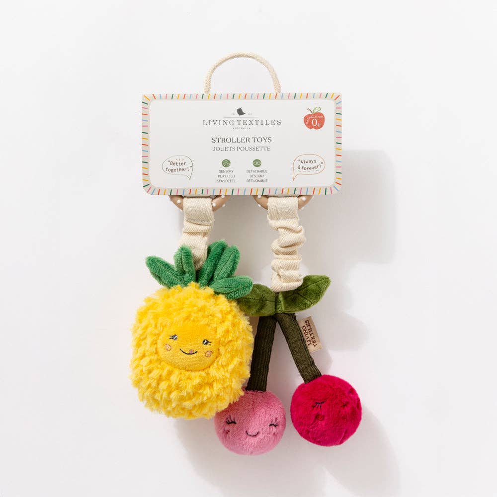 2 Pack Mini Market Brunch Stroller Toys - Pineapple & Cherries by Living Textiles