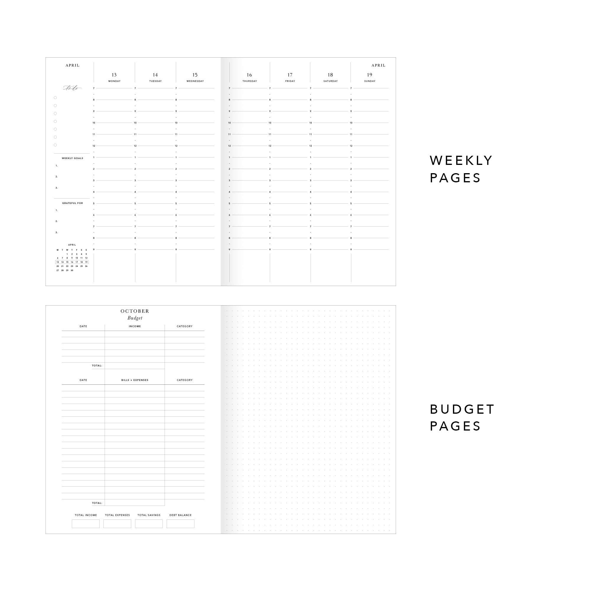 2026 Weekly Planner - Black by Blush And Gold