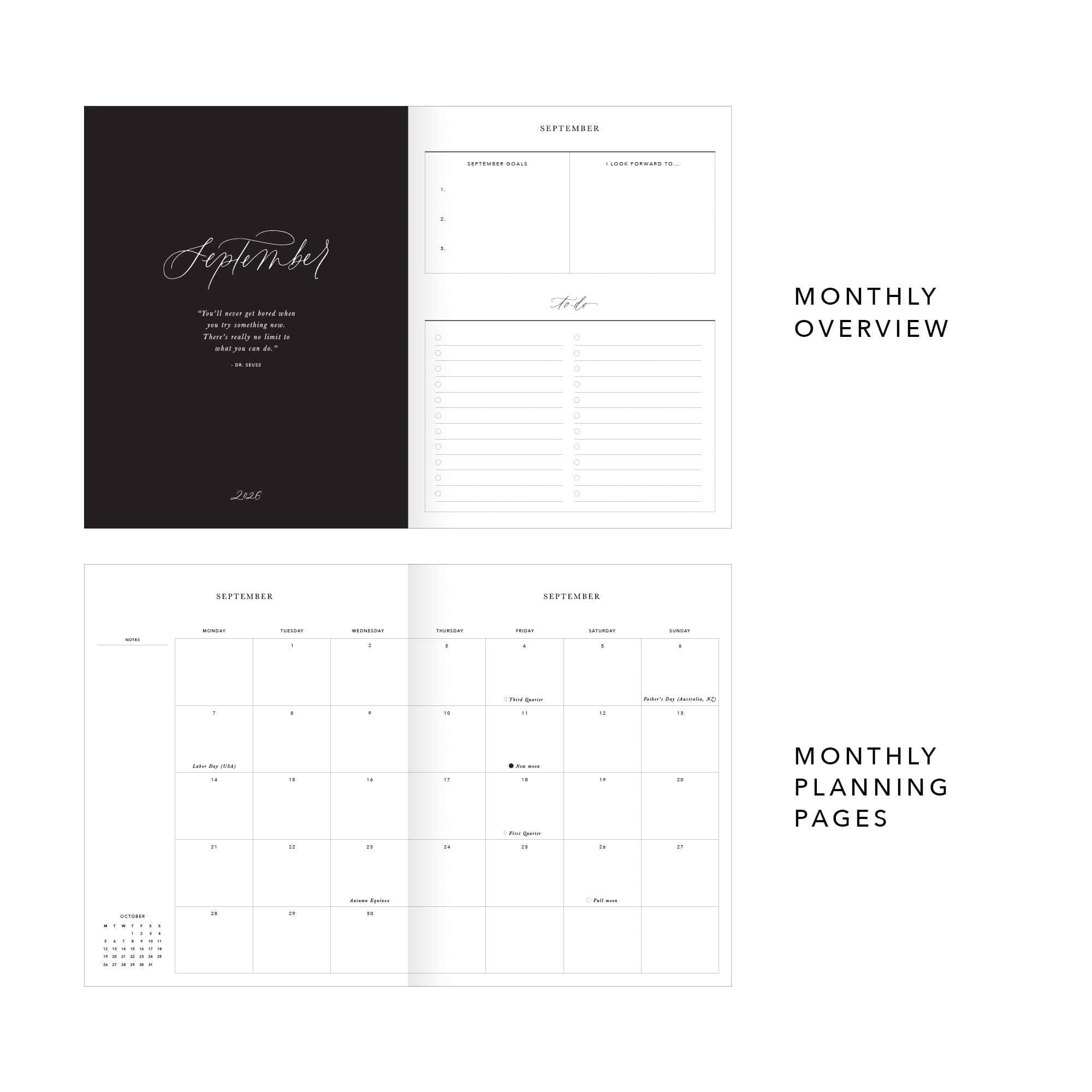 2026 Weekly Planner - Black by Blush And Gold