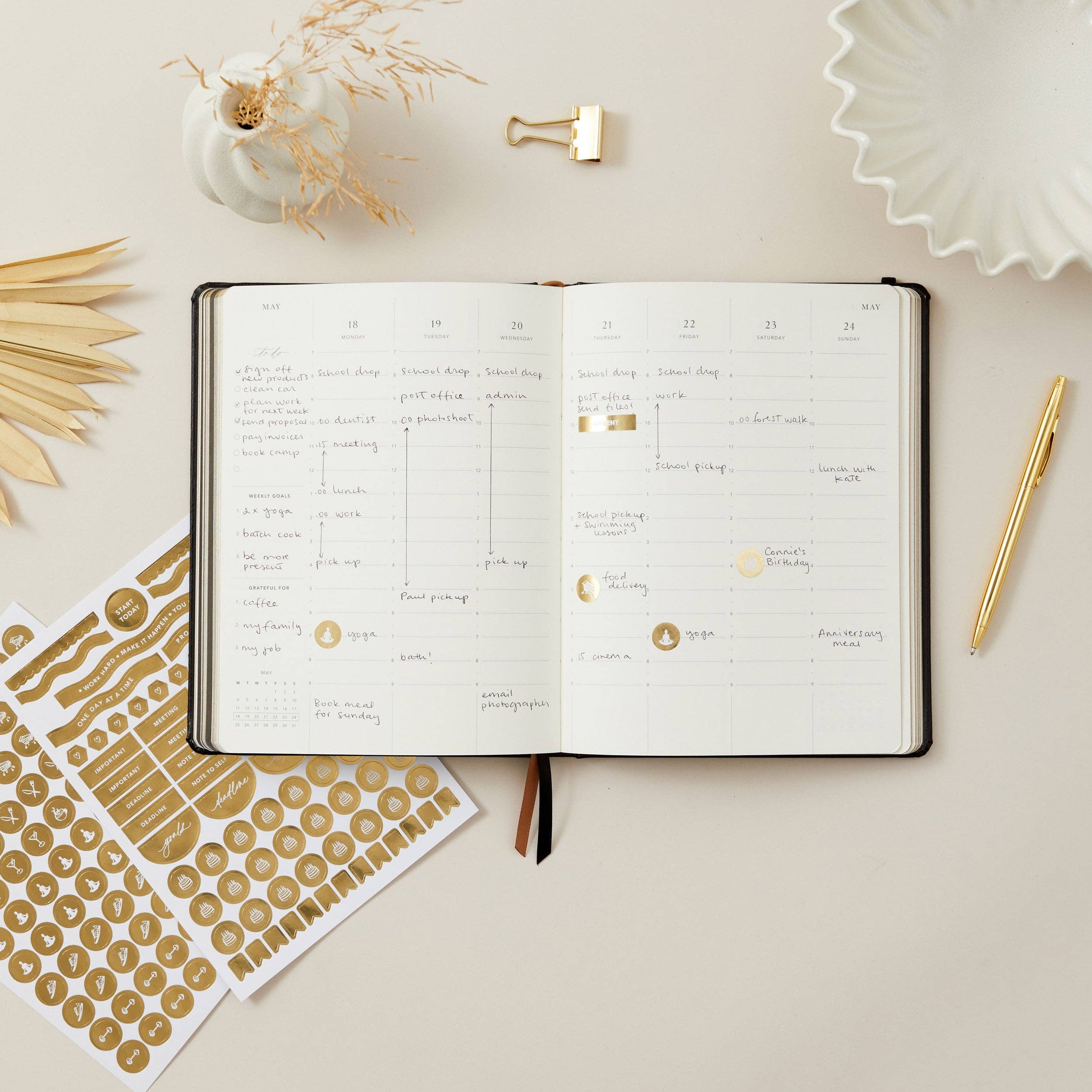 2026 Weekly Planner - Black by Blush And Gold