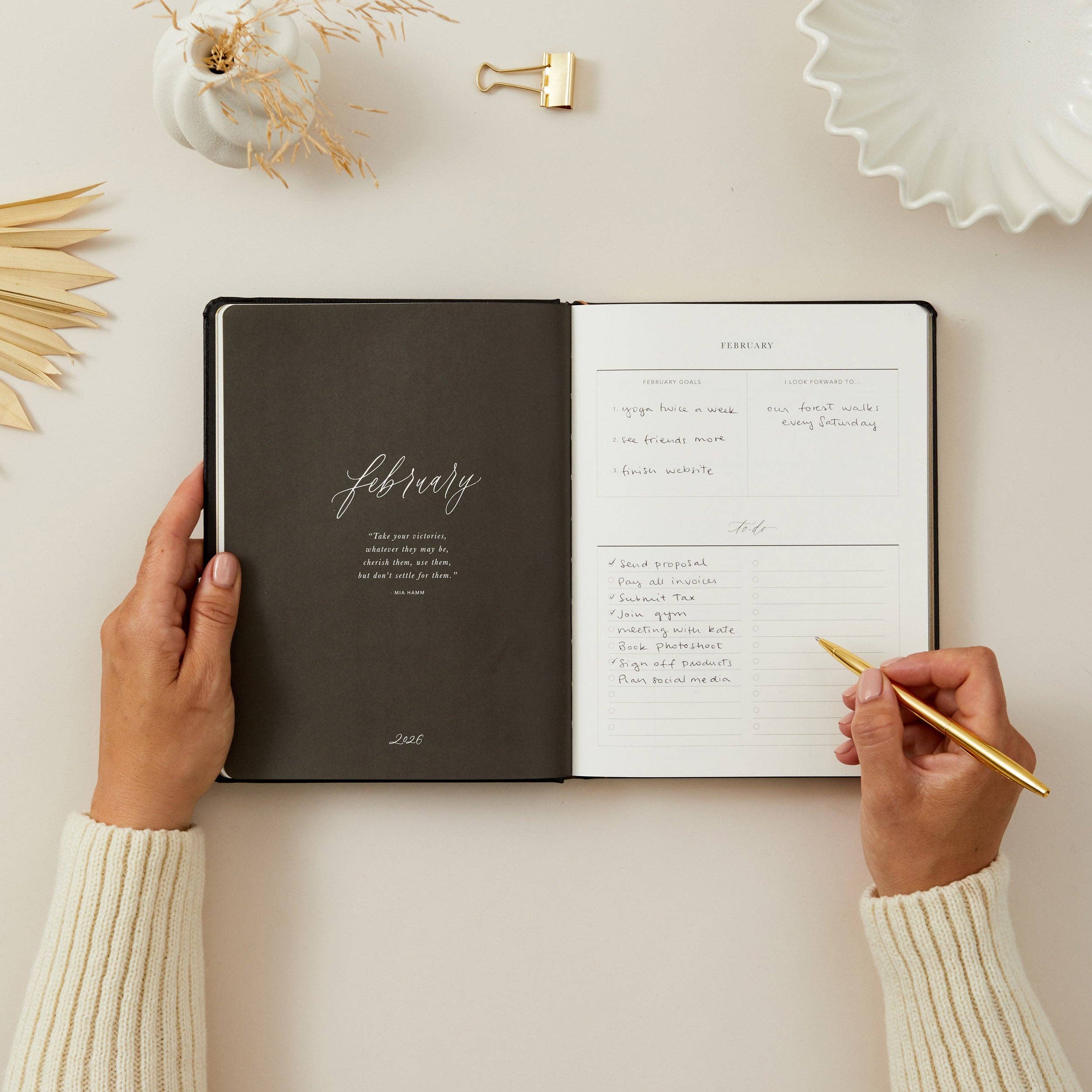 2026 Weekly Planner - Black by Blush And Gold