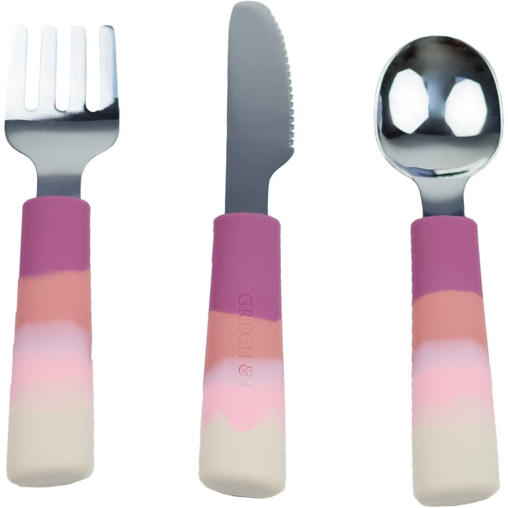 3 Piece Cutlery Set - Mauve Rose Ombre: One-size by GRECH & CO.