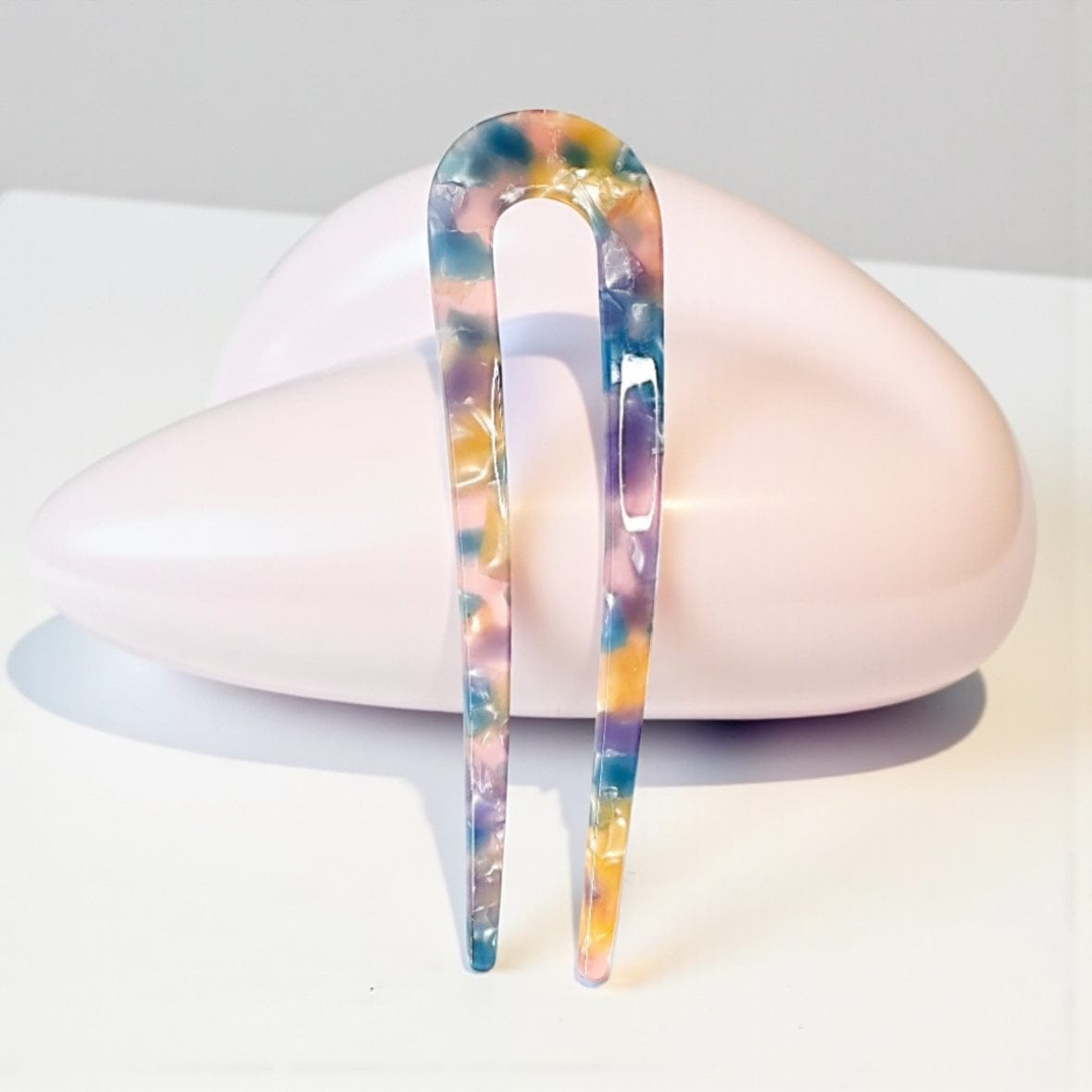 Acetate French Chignon Hair Pin Blue by Solar Eclipse