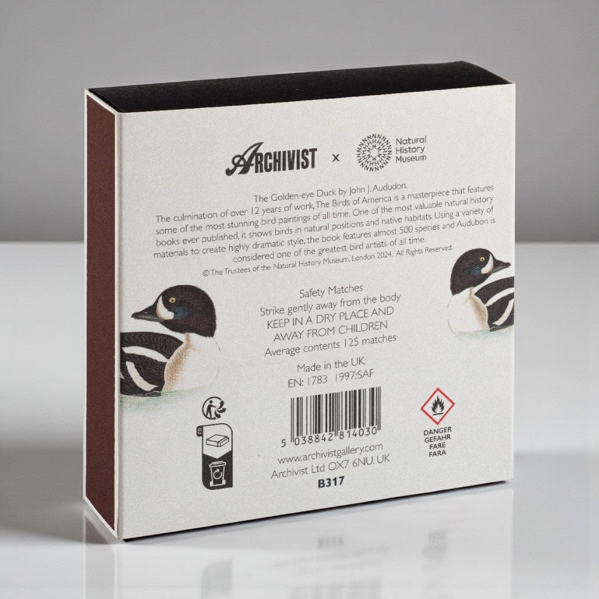 Archivist Gallery Golden-Eye Duck Luxury Square Matchbox by Archivist Gallery | Australia