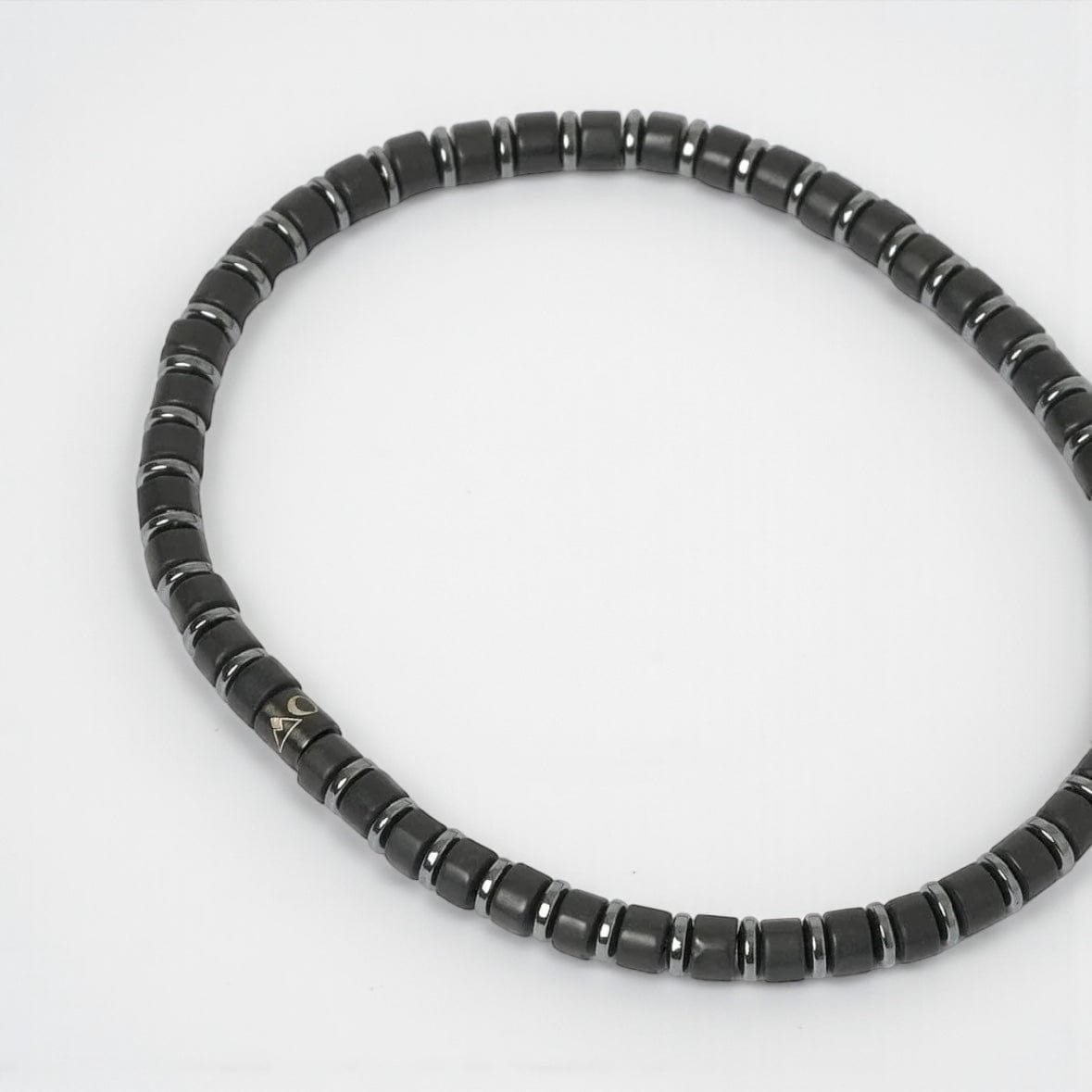 Arms of Eve Man Roman - Black Agate and Steel Beads Mens Bracelet by Arms of Eve