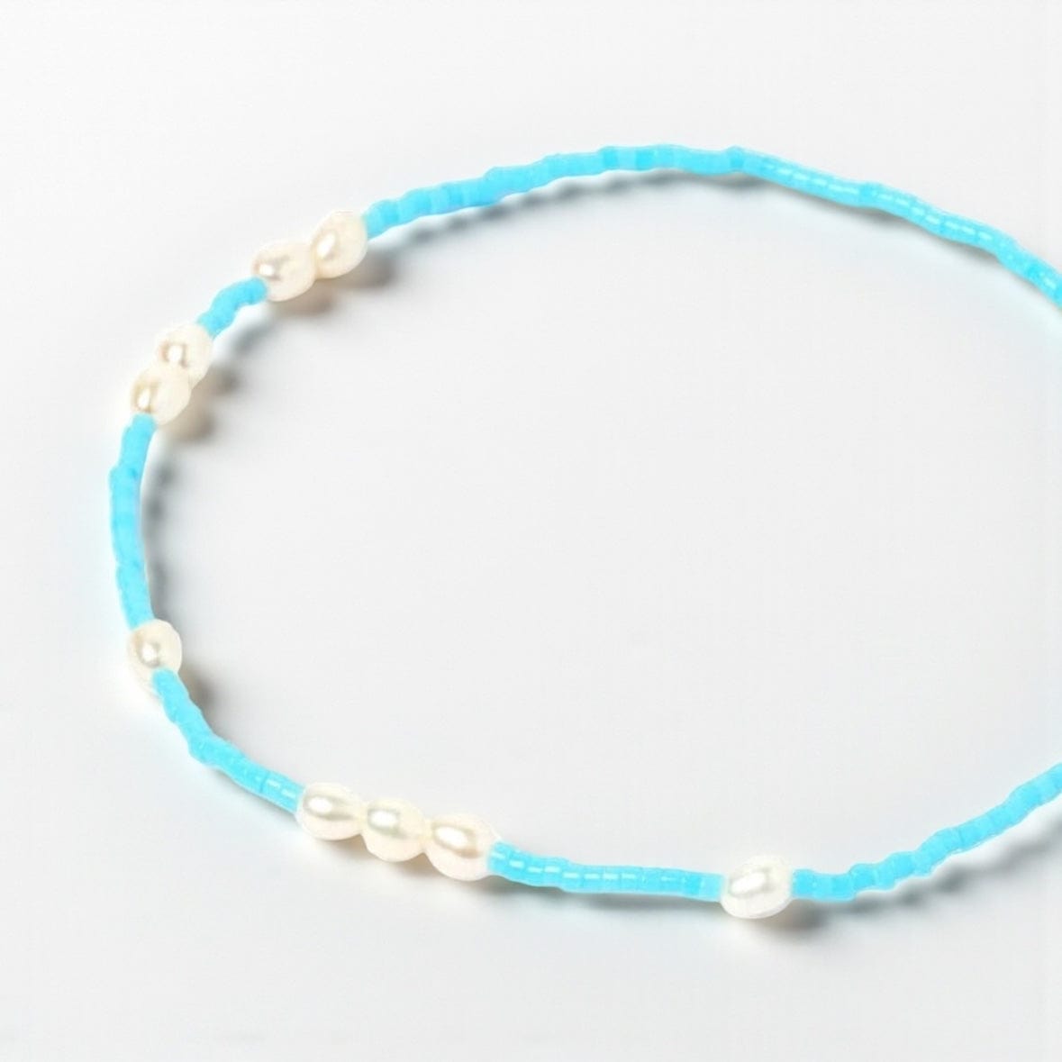 Arms Of Eve Poppy Pearl + Glass Bead Women's Anklet Turquoise by Arms of Eve