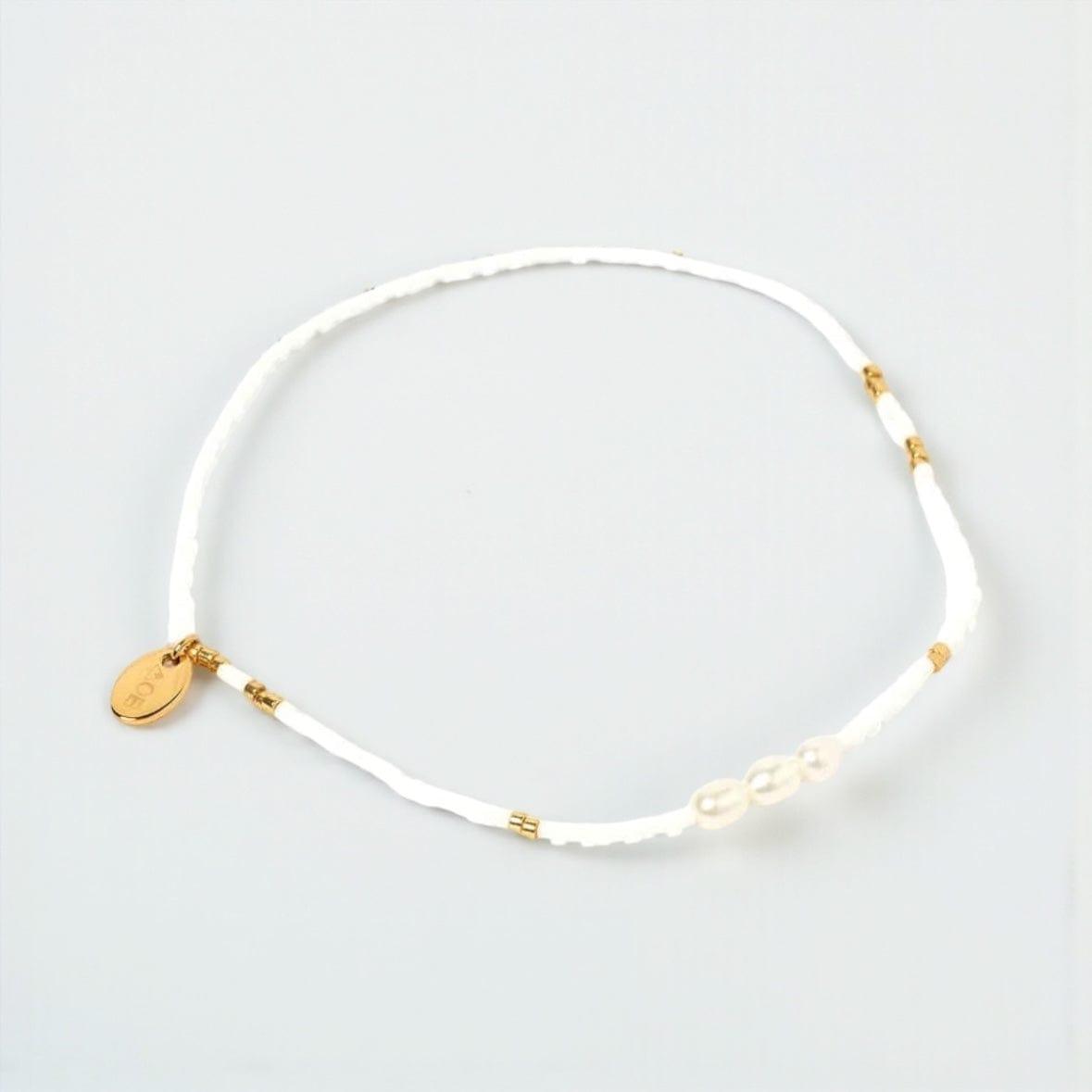 Arms of Eve Poppy Pearl + Glass Bead Women's Anklet White by Arms of Eve