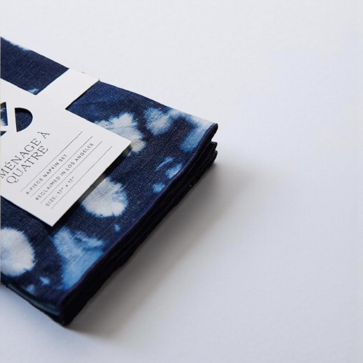 Atelier Saucier Tie-Dye Denim Linen Napkin Set by Atelier Saucier