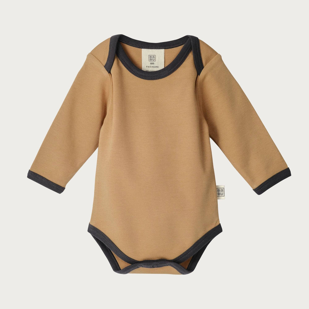 BABU Organic Cotton Long Sleeve Bodysuit – Charcoal, Marigold & Sage Star 0–3M MARIGOLD by Babu