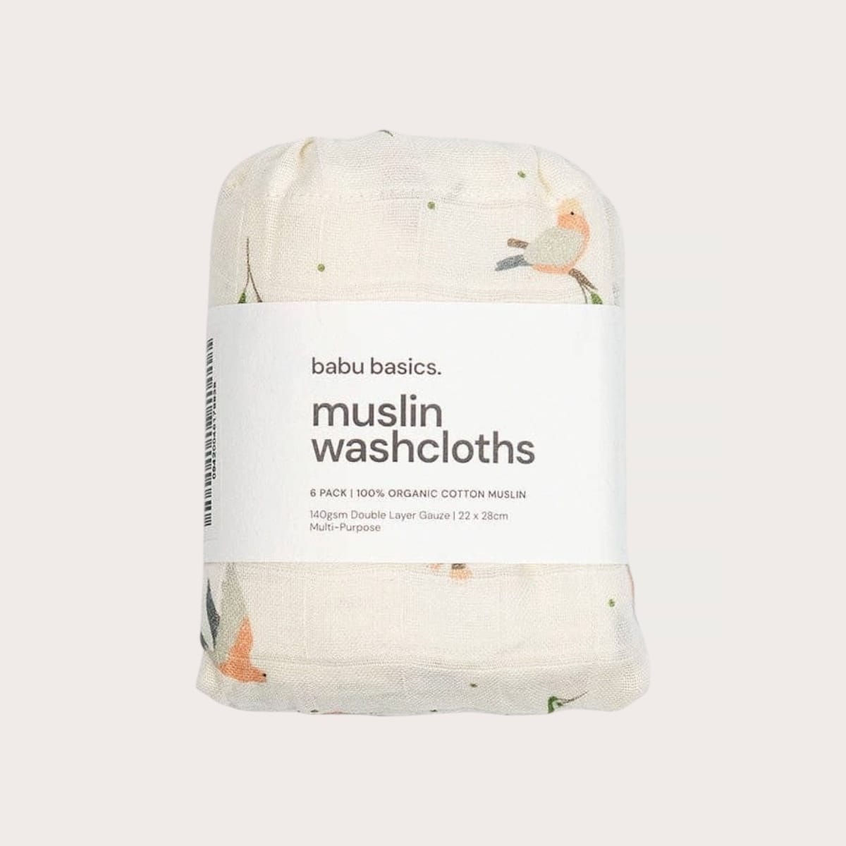BABU Organic Muslin Wash Cloths 6 Pack – Galah by Babu