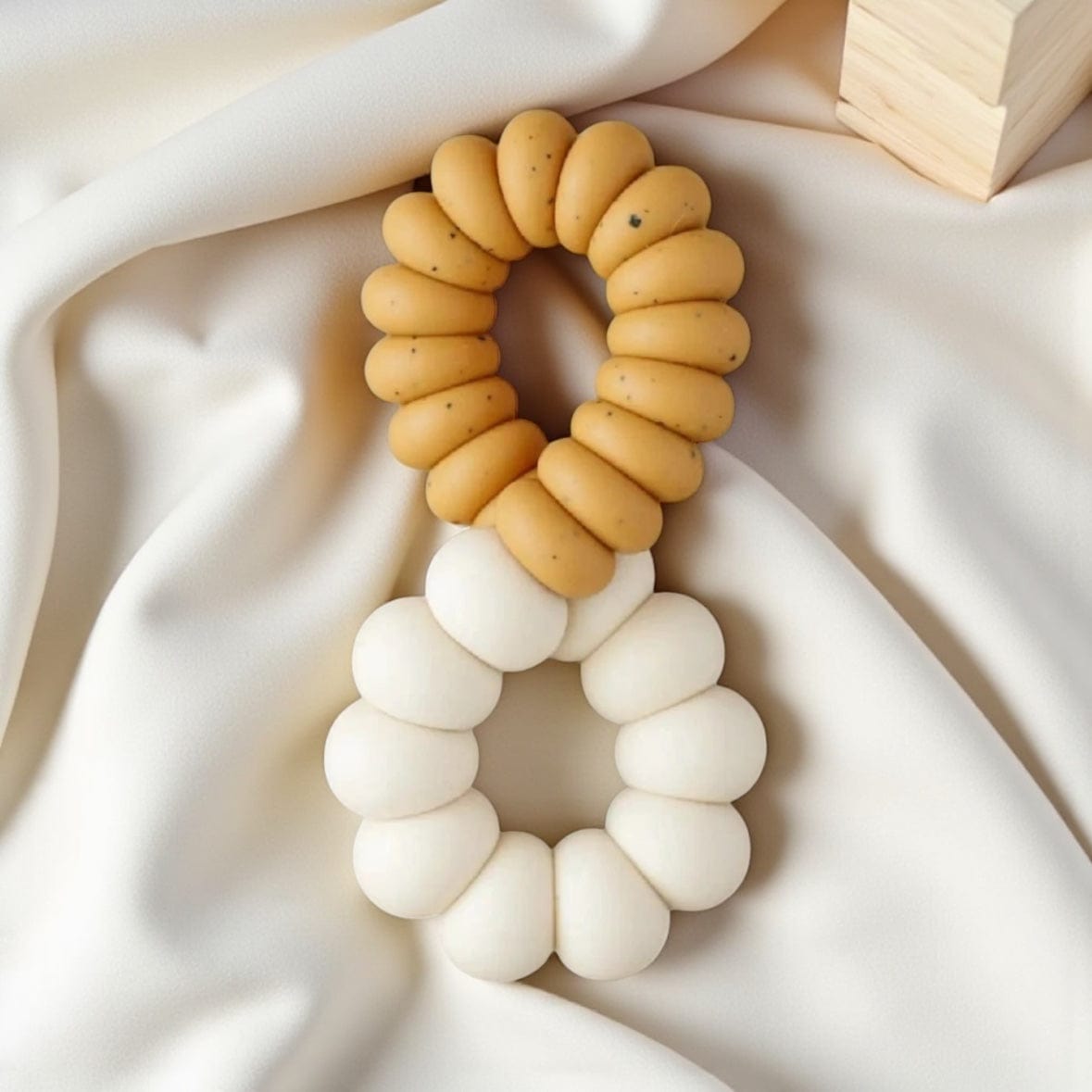 Baby Freezer Teether in 7 Styles Twist Speckled Chai by Little Chew