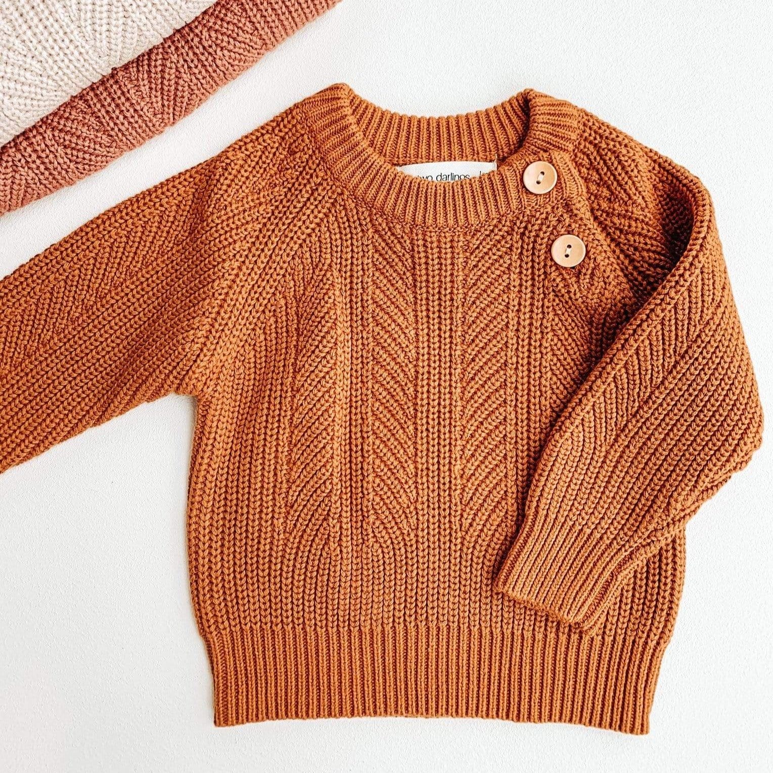 baby sweater in two colours Rust by Two Darlings