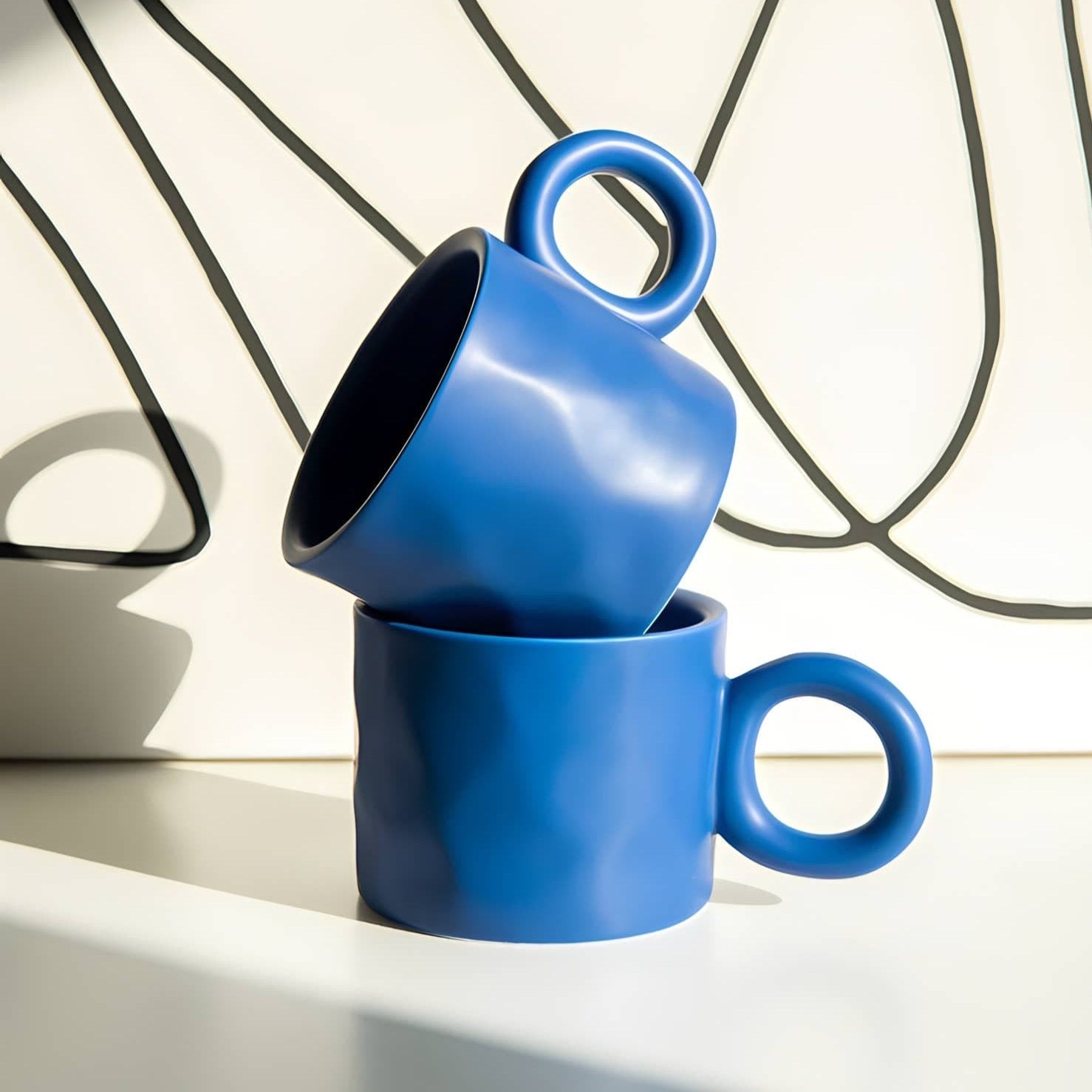 "Bague" Handmade Textured Ceramic Mug - Klein Blue by TUTU Home - Tableware & Decor