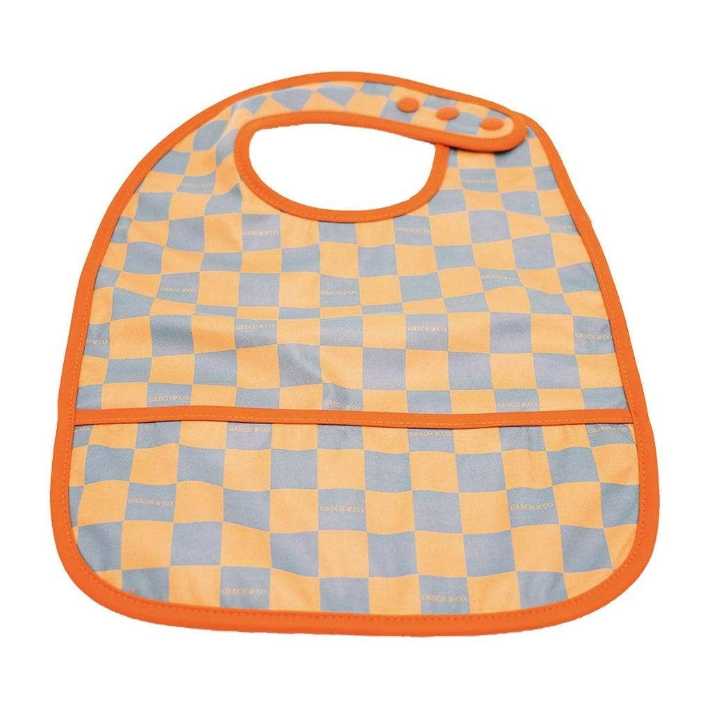 Basic Bib - Checks  Laguna + Wheat: One-size by GRECH & CO.