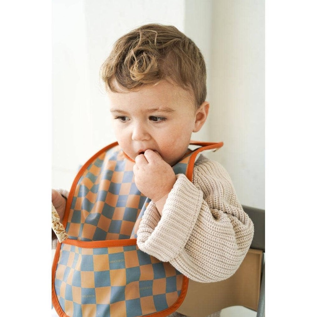 Basic Bib - Checks  Laguna + Wheat: One-size by GRECH & CO.