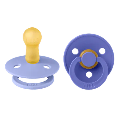BIBS Round Latex Dummy (2 Pack) – Size 1 (0+ Months) Hush/Grape by Bibs