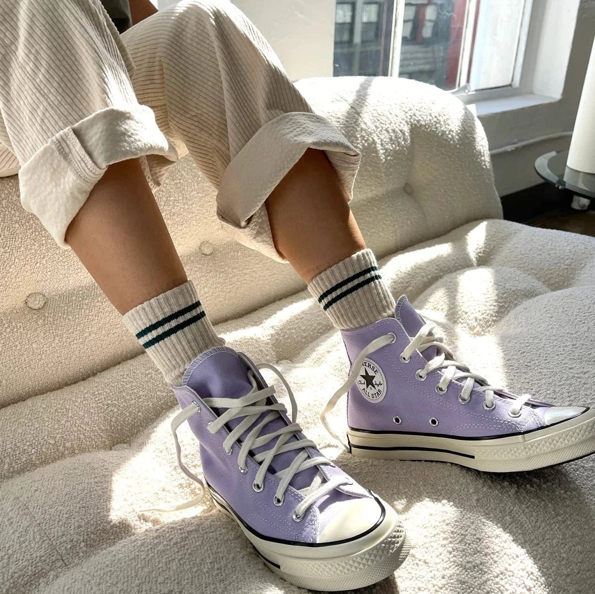 Boyfriend Socks For Her in 9 Colours Oatmeal by Le Bon Shoppe