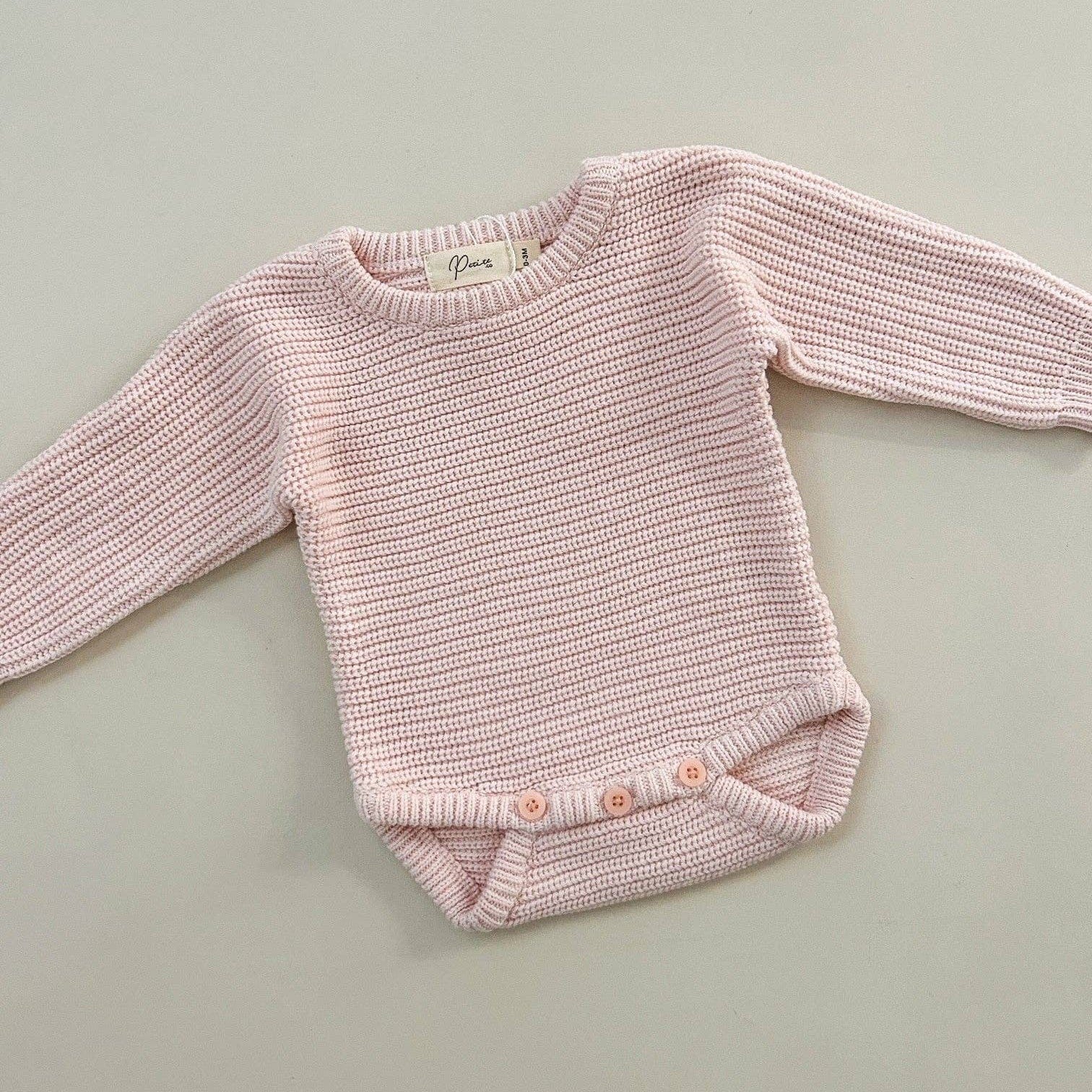 CLASSIC RIBBED ROMPER - BABY PINK NB 0000 by Petite + Co