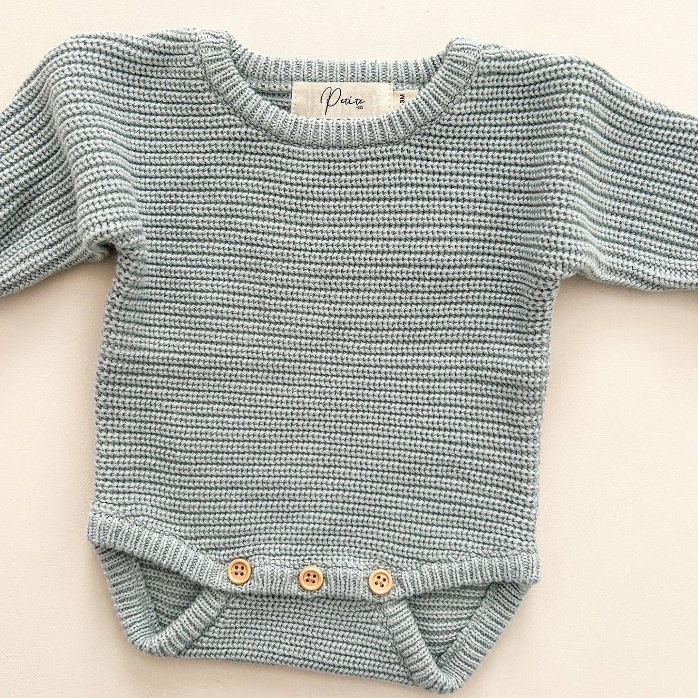 CLASSIC RIBBED ROMPER - SEA 0-3 MONTHS by Petite + Co