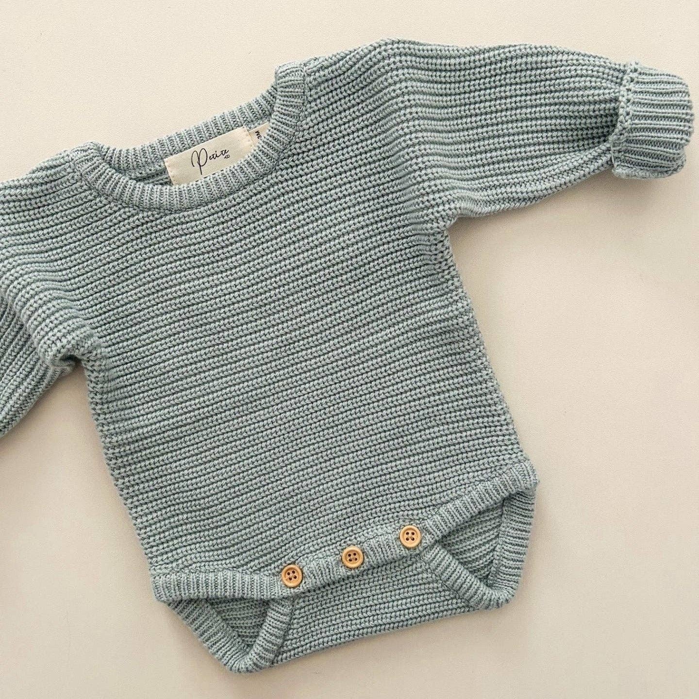 CLASSIC RIBBED ROMPER - SEA 0-3 MONTHS by Petite + Co