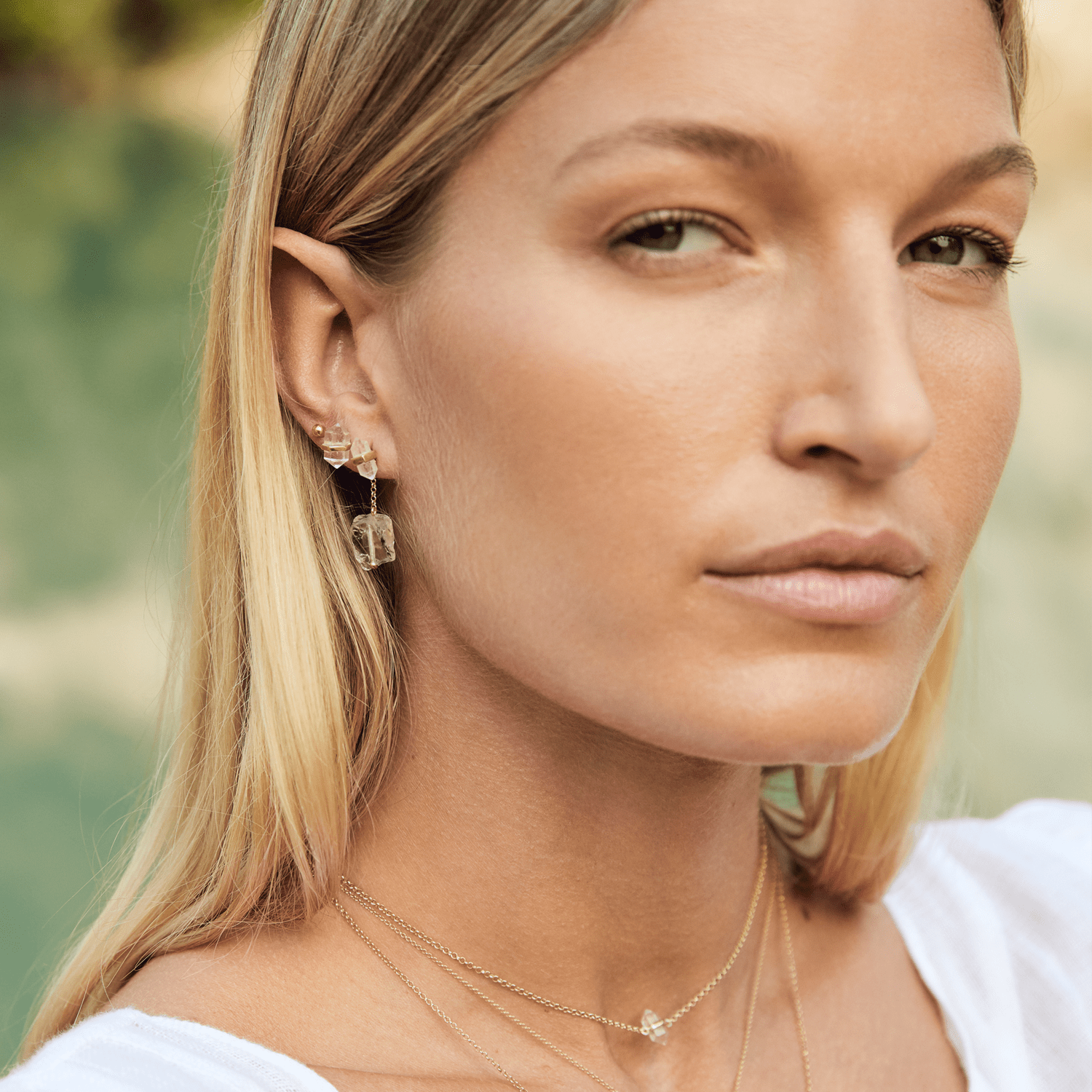 clear quartz studs by Krystle Knight