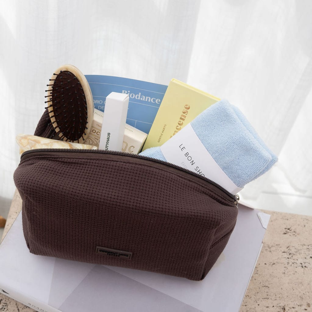 Coconut Lane Waffle Makeup Bag - Chocolate by Coconut Lane