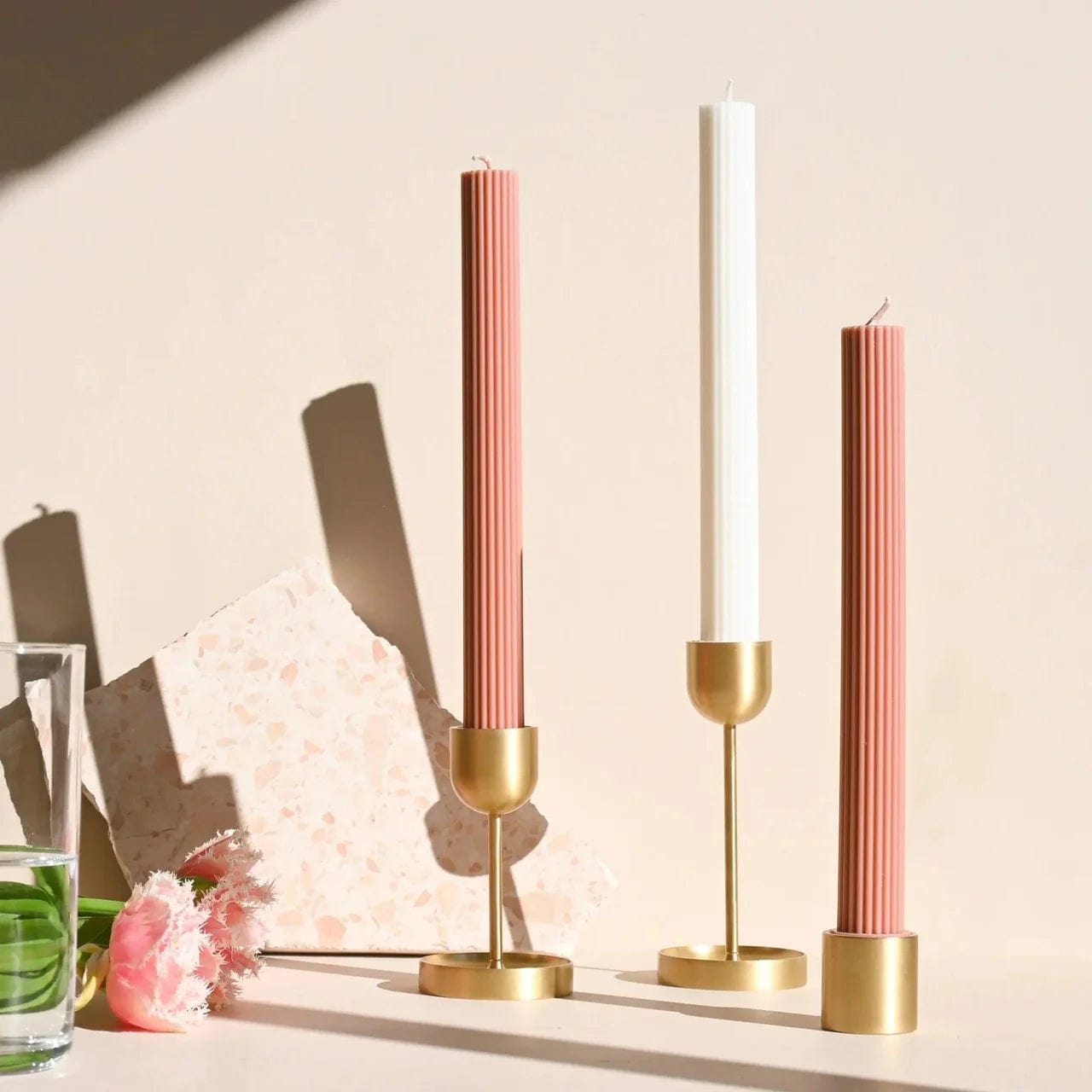Column Pillar Candle Duo / Peach by Black Blaze