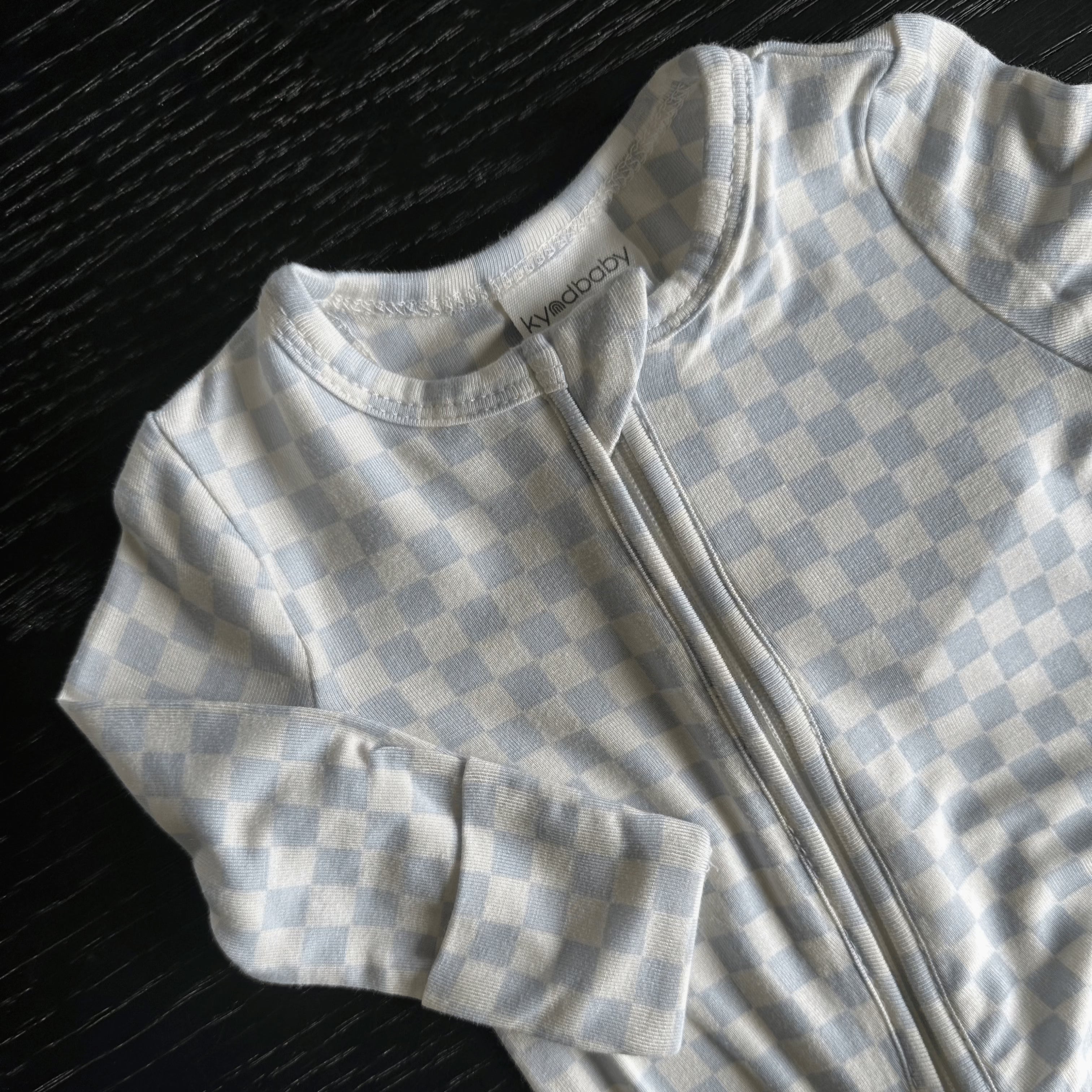 Day or Night Onesie - Sky Blue Grid by Kynd Baby
