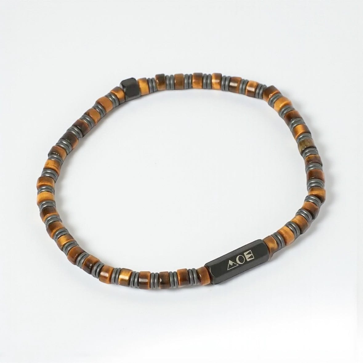 Drake - Stainless Steel Tigers Eye + Hematite Bead Men's Bracelet by Arms of Eve