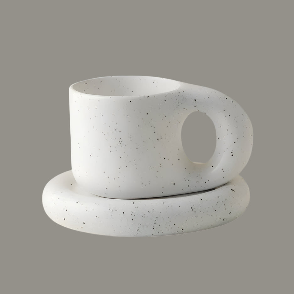 "Drapeau" - Ink Splashed Cute Porcelain Mug & Saucer Set by TUTU Home - Tableware & Decor
