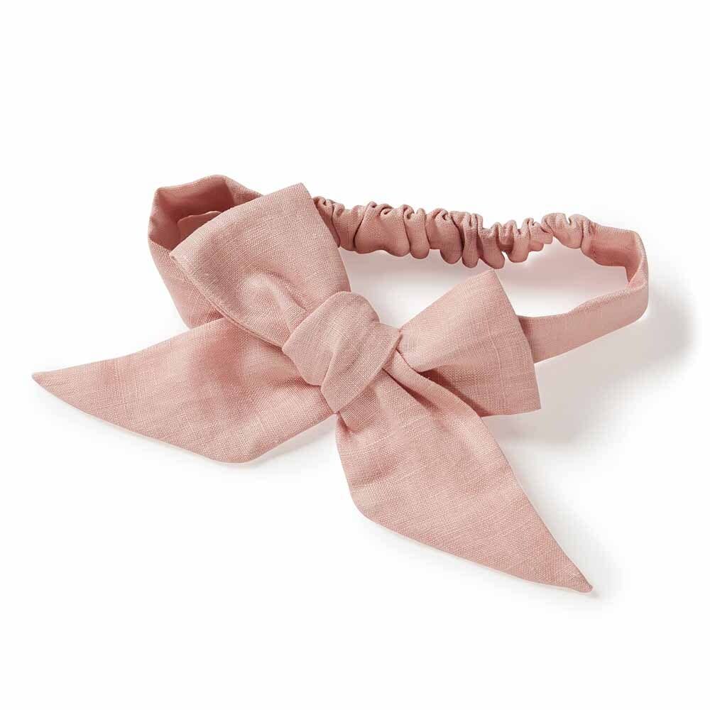 Dusty Pink Pre-Tied Linen Bow - Baby & Toddler by Snuggle Hunny