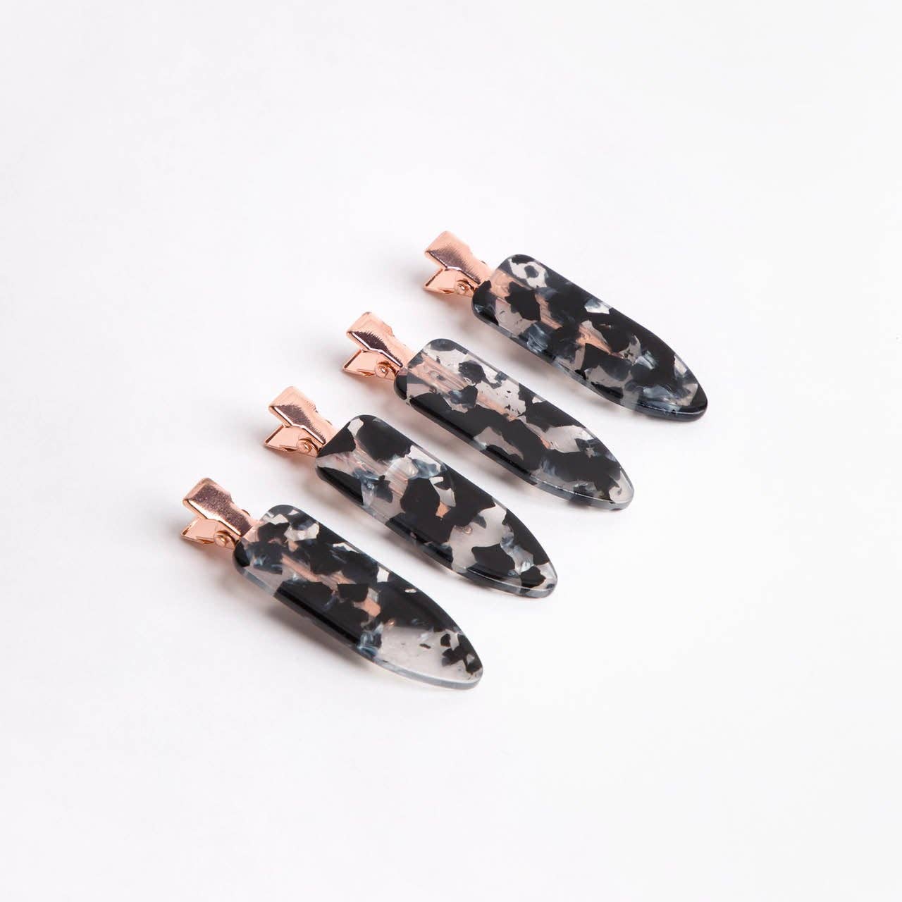 Eco-Friendly Creaseless Clips 4pc Set - Black Terrazzo by KITSCH