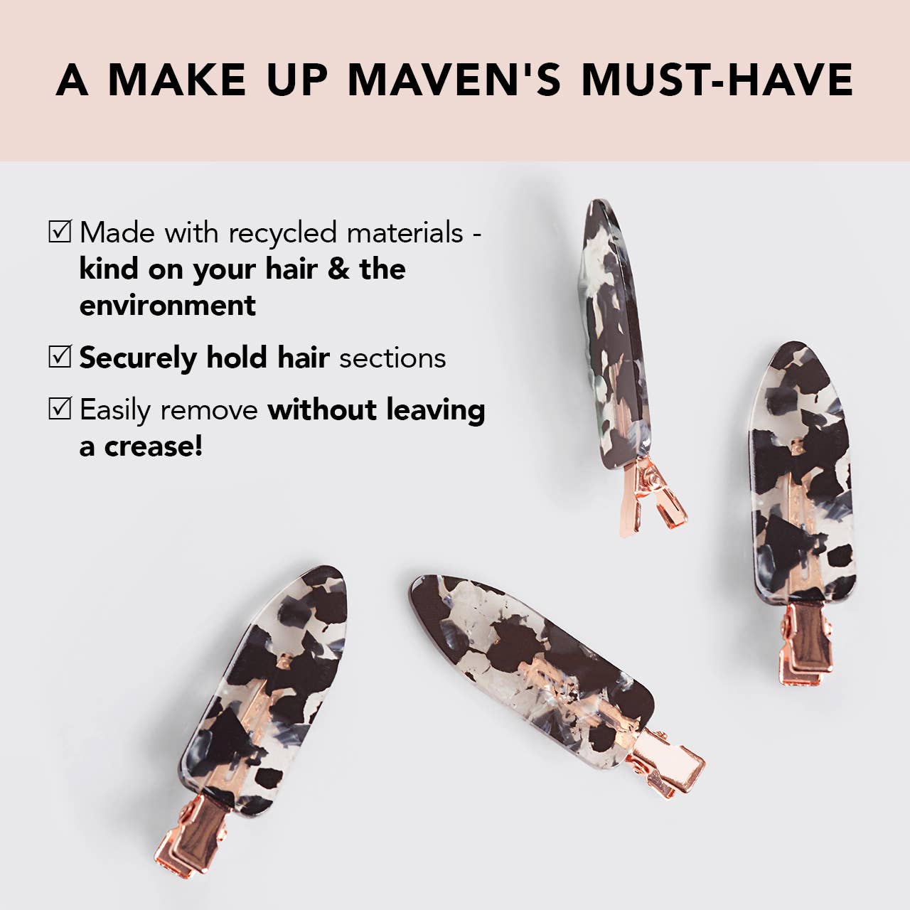 Eco-Friendly Creaseless Clips 4pc Set - Black Terrazzo by KITSCH