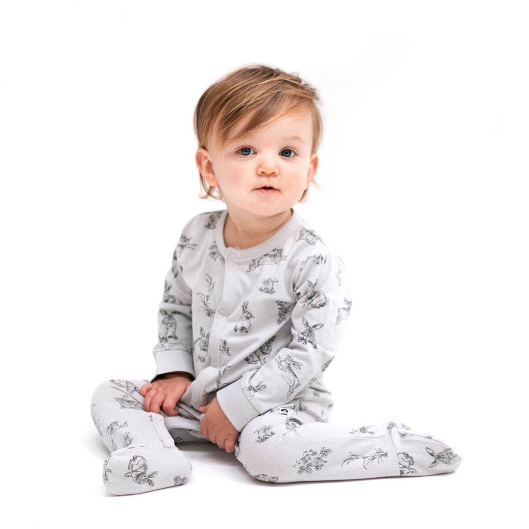 Essentials Sleep suit - Grey Burrowers: 0-3 months by Burrow & Be Australia