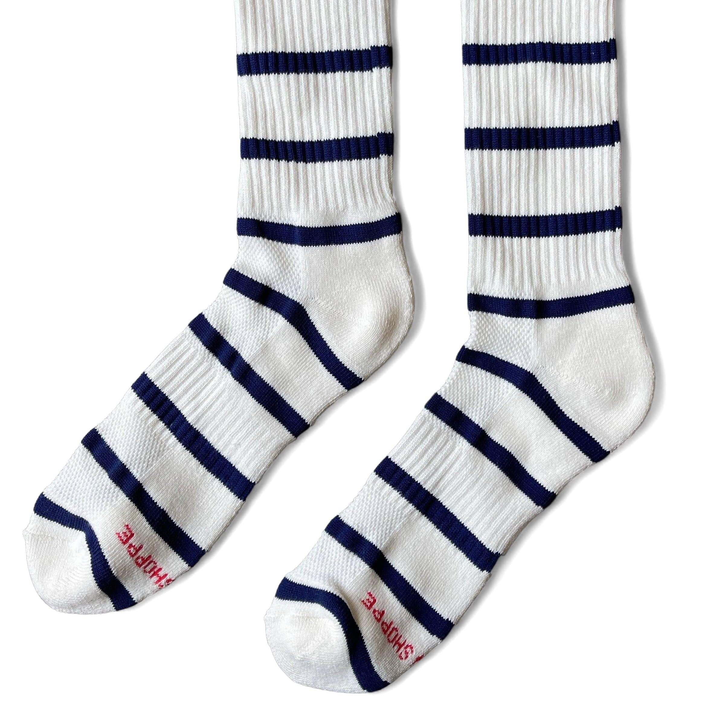 Extended Boyfriend Socks Unisex in 6 Colours Sailor Stripe by Le Bon Shoppe