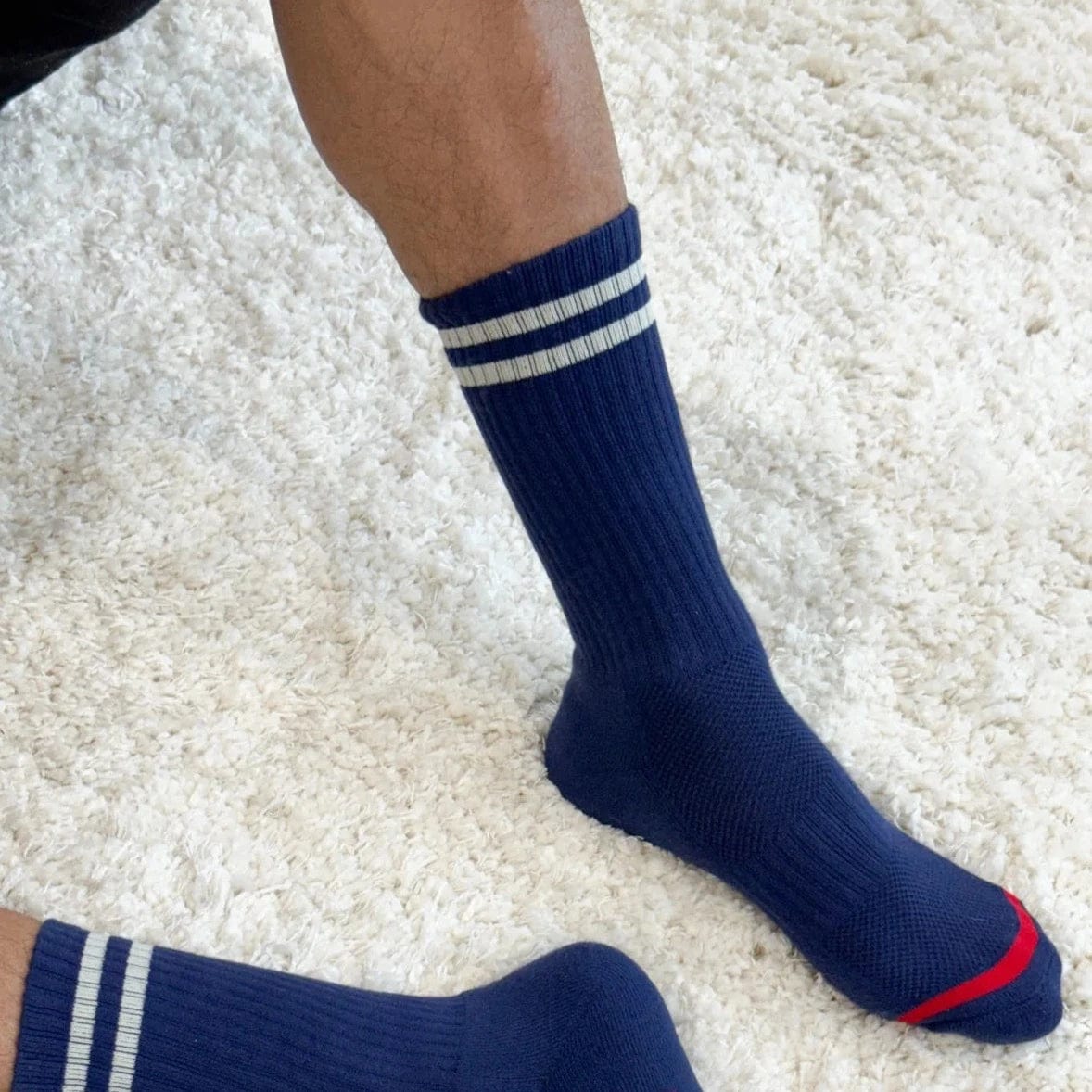 Extended Boyfriend Socks Unisex in 8 Colours Navy by Le Bon Shoppe