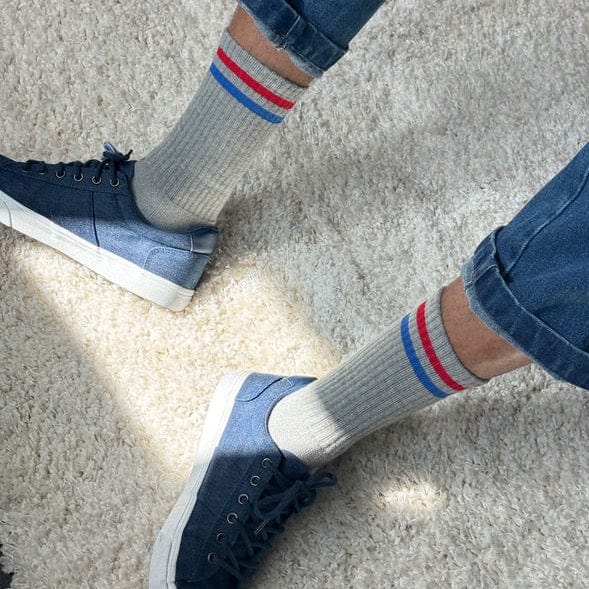 Extended Boyfriend Socks Unisex in 8 Colours True Grey by Le Bon Shoppe