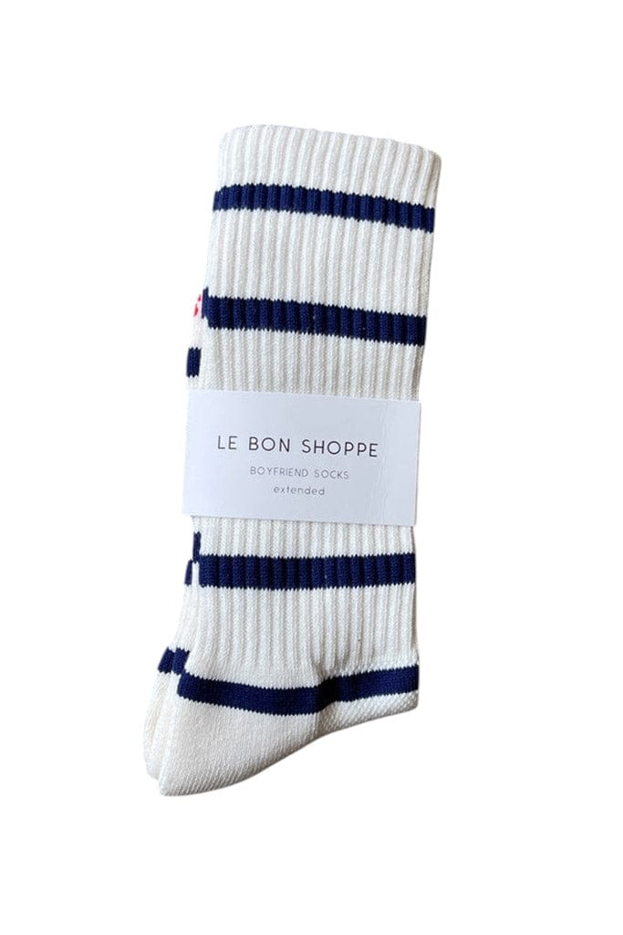 Extended Boyfriend Socks Unisex Sailor Stripe by Le Bon Shoppe