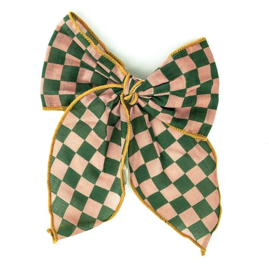Fable Bow-Large Size - Checks  Sunset  + Orchard: One-size by GRECH & CO.