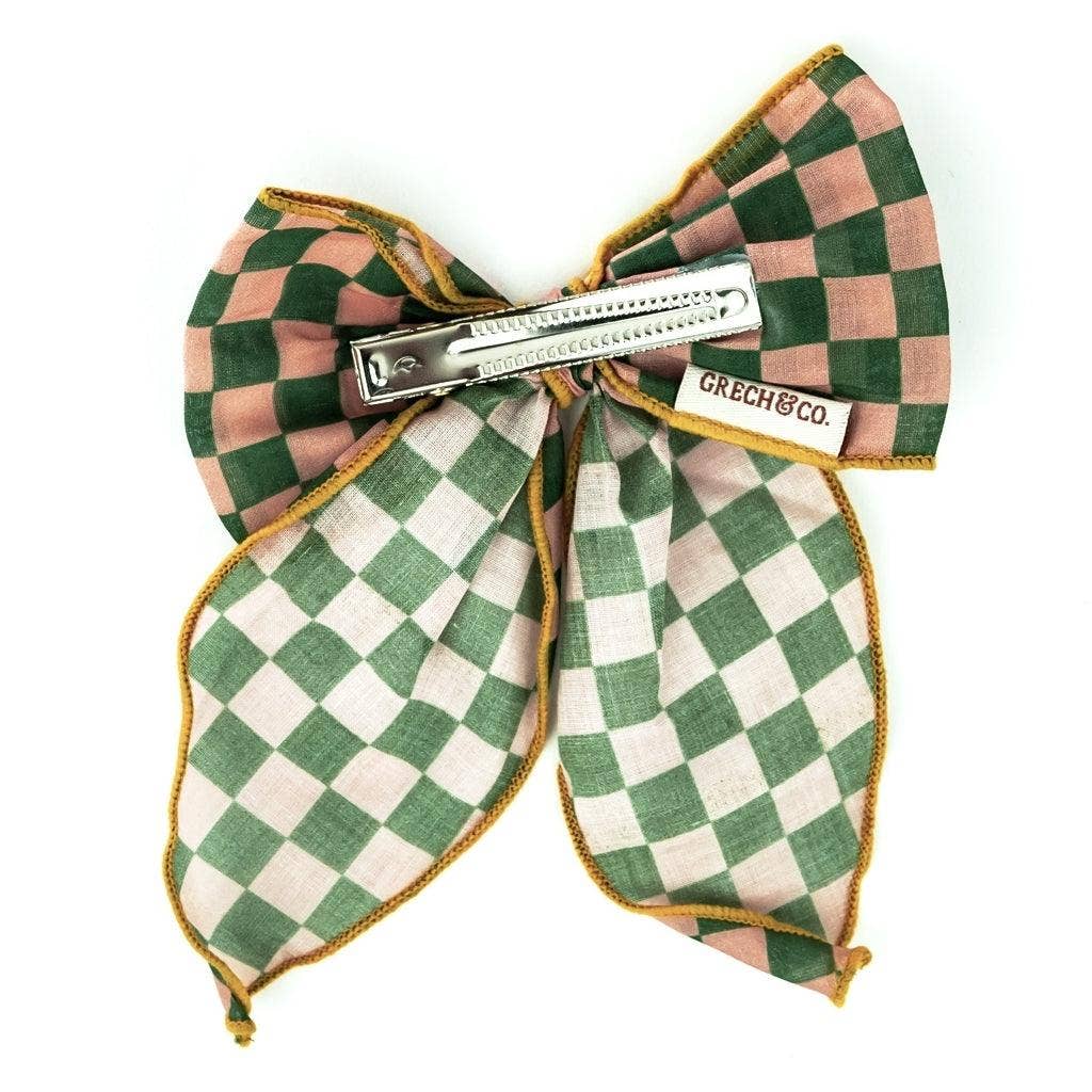 Fable Bow-Large Size - Checks  Sunset  + Orchard: One-size by GRECH & CO.