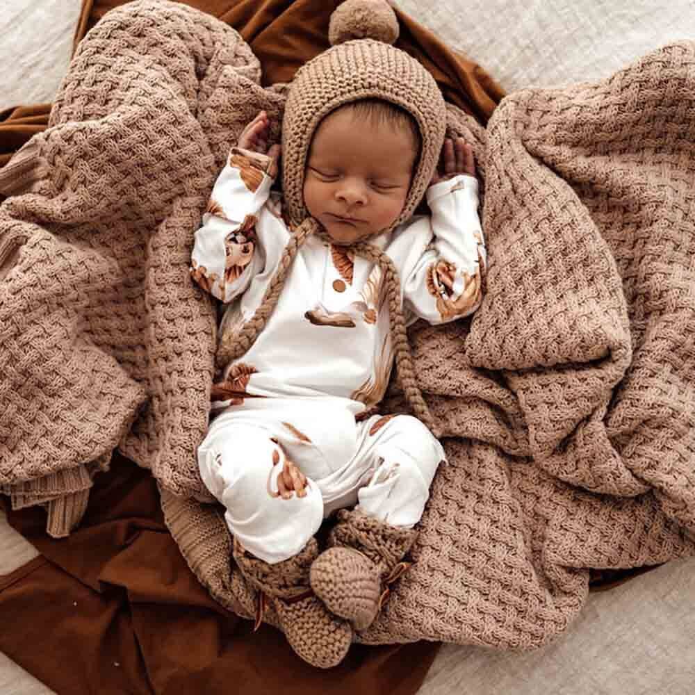 Fawn Merino Wool Bonnet & Booties by Snuggle Hunny