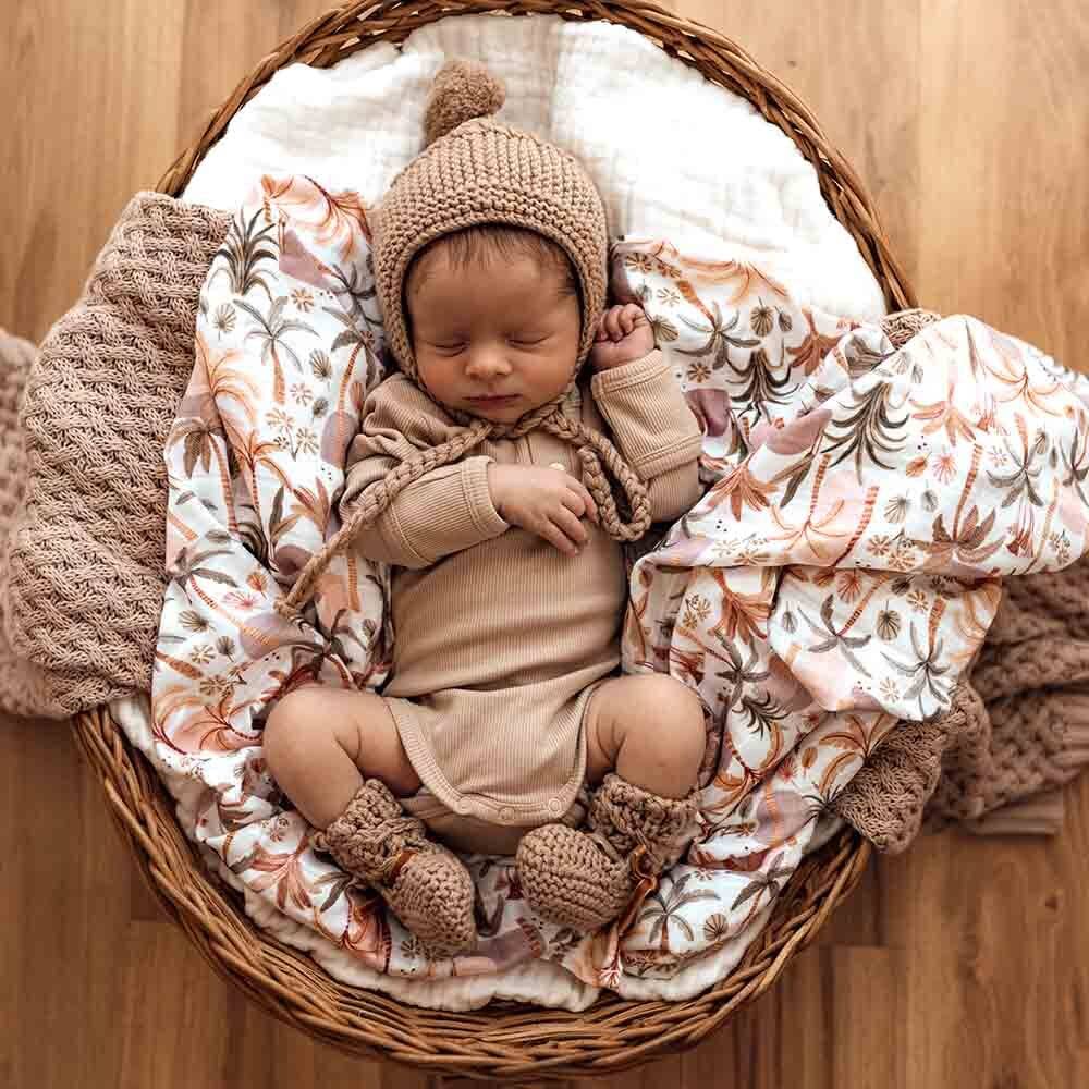 Fawn Merino Wool Bonnet & Booties by Snuggle Hunny