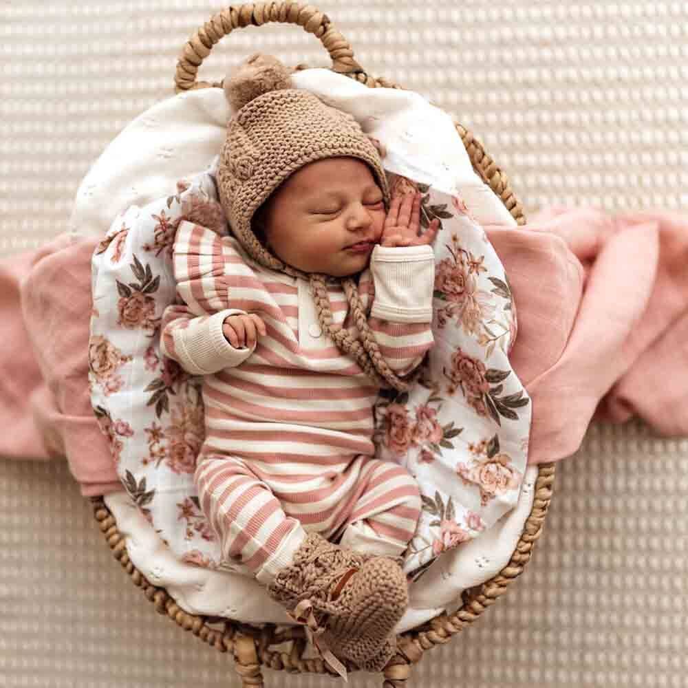 Fawn Merino Wool Bonnet & Booties by Snuggle Hunny