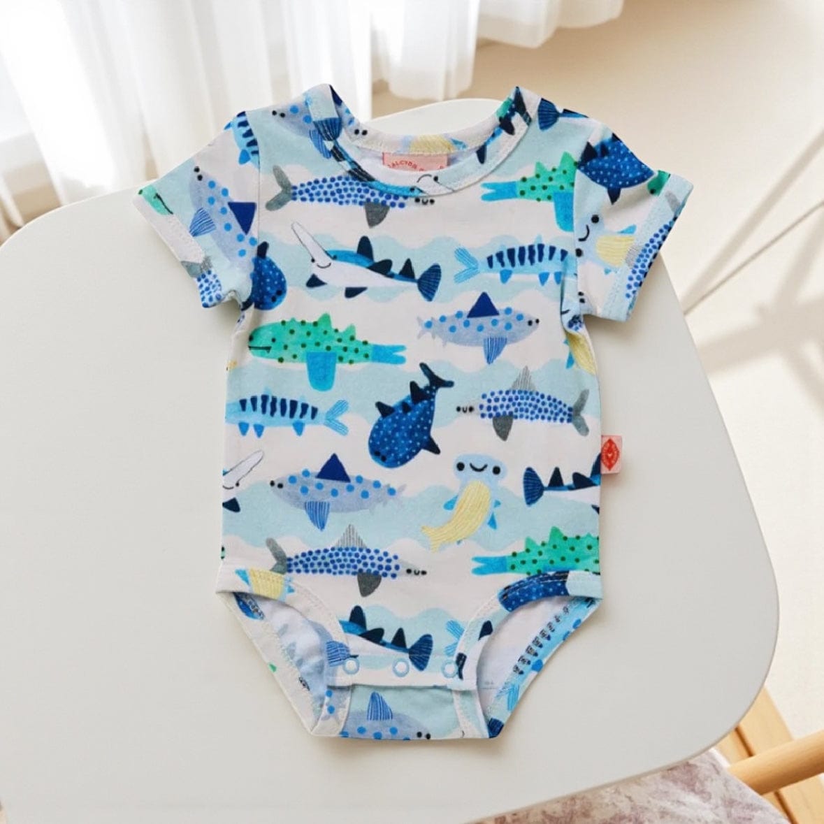 Fintastic Short Sleeve Baby Bodysuit by Halcyon Nights