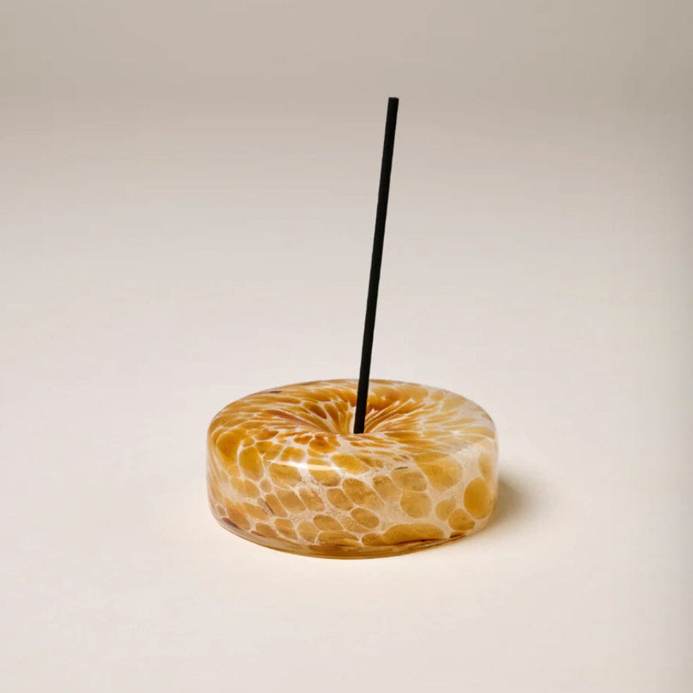Gentle Habits Glass Marble Holder – Brown Incense Holder by Gentle Habits