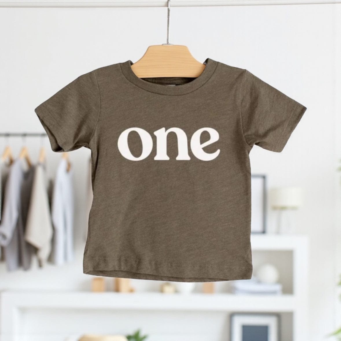 GLADFOLK One Modern Toddler Birthday Tee -  Mauve or Olive Olive by Gladfolk