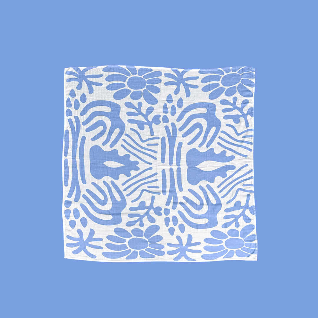 Golden Child Holiday Patterned Baby Swaddle - Dreamy Taupe and Golden Blue Golden Blue by Golden Child