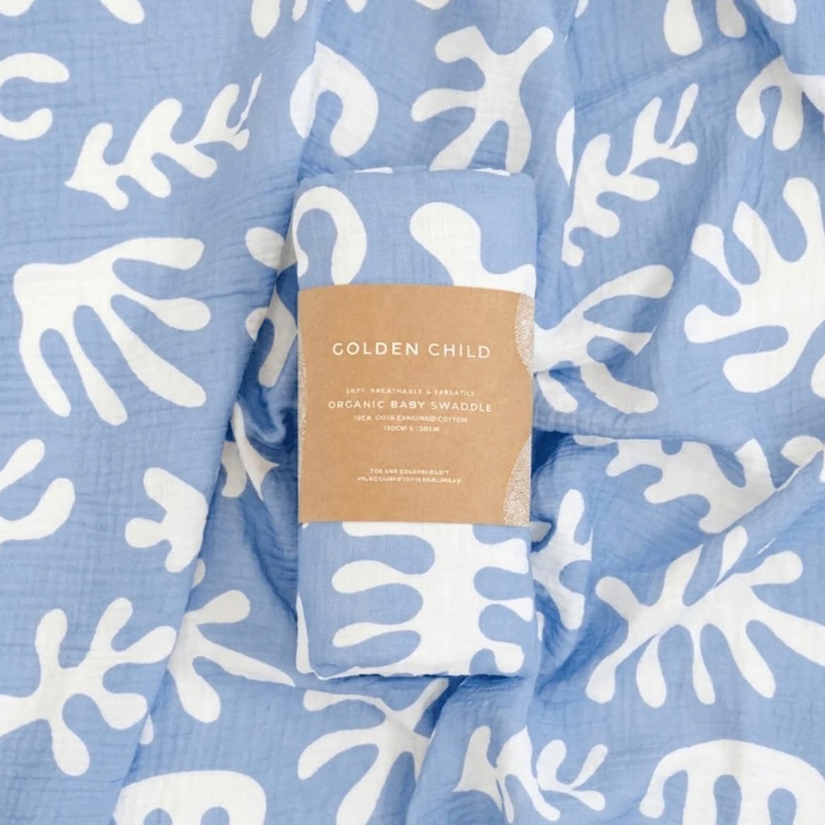 Golden Child Marine Dream Organic Cotton Baby Swaddle - Golden Blue by Golden Child