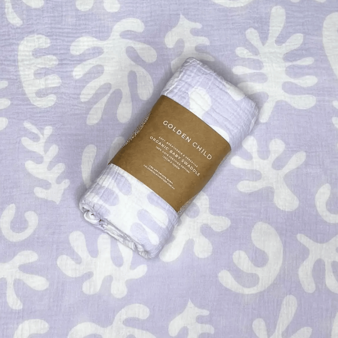 Golden Child Marine Dream Organic Cotton Baby Swaddle Lilac by Golden Child